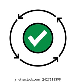 marca de verificación con vector de icono de flecha de reciclaje