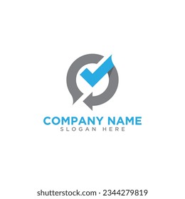 Checkmark rewind symbol tick sign flat design logo. Vector illustration