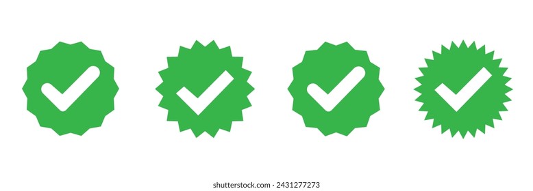 Checkmark right symbol tick icon in flat style. Profile verification set vector illustration, eps10