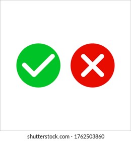 Checkmark right symbol tick sign. Flat vector icon. Test question. Checkmark cross on white background.