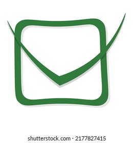 Checkmark right vector icon. Green checklist vector design. Checkmark icon for business, office, poster, and web design. Flat illustration