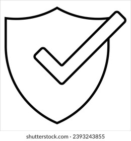  Checkmark shield, Alert, risk sign line icon