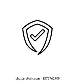 Checkmark Shield Verify Badge Icon Vector Line Only On White Background. 
Flat Icon For Web, Apps, Or Design Product EPS10 Editable.