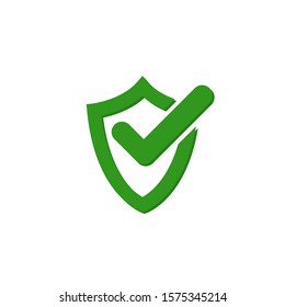Checkmark Shield Verify Badge Icon Vector Green Colour On White Background. 
Flat Icon For Web, Apps, Or Design Product EPS10 Editable.