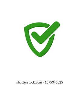 Checkmark Shield Verify Badge Icon Vector Green Colour On White Background. 
Flat Icon For Web, Apps, Or Design Product EPS10 Editable.