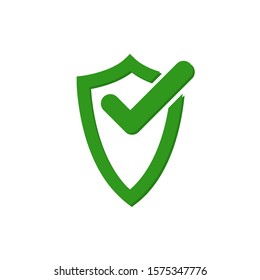 Checkmark Shield Verify Badge Icon Vector Green Colour On White Background. 
Flat Icon For Web, Apps, Or Design Product EPS10 Editable.