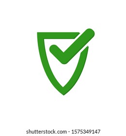 Checkmark Shield Verify Badge Icon Vector Green Colour On White Background. 
Flat Icon For Web, Apps, Or Design Product EPS10 Editable.