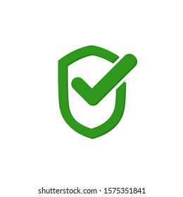 Checkmark Shield Verify Badge Icon Vector Green Colour On White Background. 
Flat Icon For Web, Apps, Or Design Product EPS10 Editable.