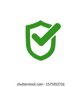 Checkmark Shield Verify Badge Icon Vector Green Colour On White Background. 
Flat Icon For Web, Apps, Or Design Product EPS10 Editable.