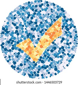 Checkmark sign color distributed circles dots illustration