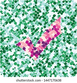 Checkmark sign color distributed circles dots illustration