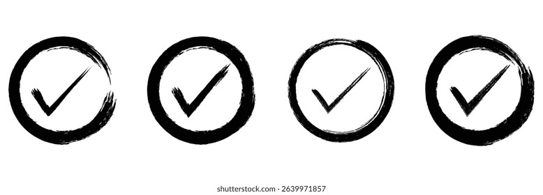 checkmark sign vector illustration, hand drawn tick sign collection, Correct vote choice isolated symbol.