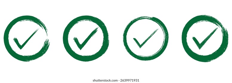 checkmark sign vector illustration, hand drawn tick sign collection, Correct vote choice isolated symbol.