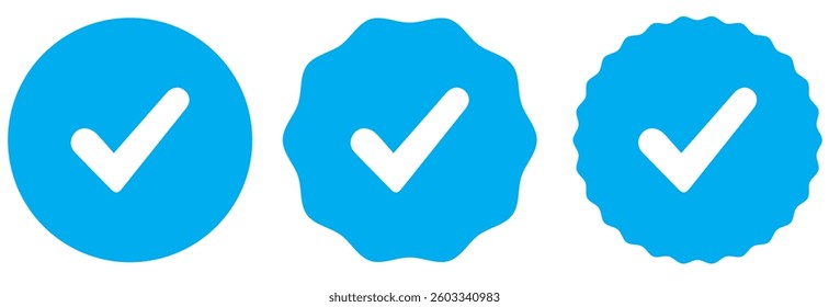 Checkmark sign. Verified symbol. Approval done element collection. Stock vector