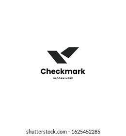 Checkmark simple modern logo design concept with negative space style. Abstract logo design for company and corporate. Vector download. Isolated white white background