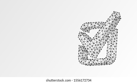A checkmark in the square box. Abstract digital wireframe, low poly mesh, polygonal vector white origami 3d illustration. Success, business agreement, ok sign, approval concept. Line, dot