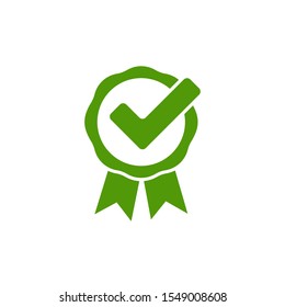 checkmark symbol print green icon in flat style, vector