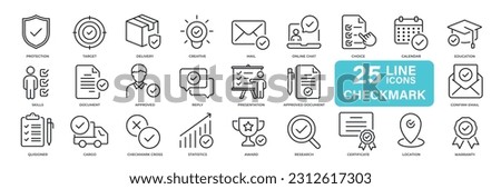 Checkmark thin line icons. For website marketing design, logo, app, template, ui, etc. Vector illustration.