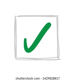 Checkmark tick doodle, approval ok in square checkbox