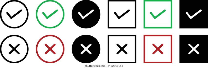 Checkmark tick icons. tick mark sign. checkbox icon set vector illustration.