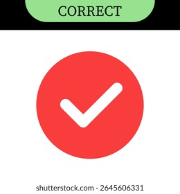 Checkmark or tick mark on speech bubble as a symbol of accept, agree or approval. Icon for app, website and UI. Colorful set of icons, vector illustration