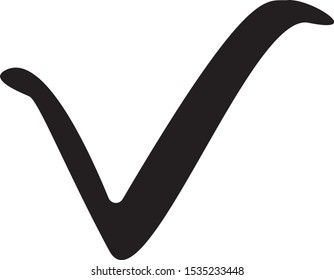 Checkmark or tick mark sign, symbol. Acceptance, approval, right choice, correct selection, true option, positive answer, saying yes, confirmation concept. Black on white background. 