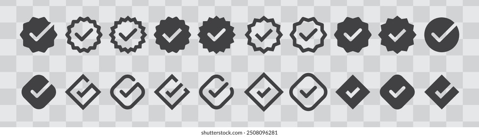 checkmark vector, checkmark icon set, approved symbol, checked checkbox mark, checkmark set, editable line.