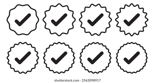 checkmark vector, checkmark icon set, approved symbol, checked checkbox mark, checkmark set, editable line.