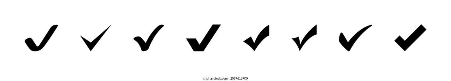 Checkmark vector icon set. Black ticks collection. Black vector tick icons isolated on white background. vector graphic. EPS 10