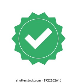 Checkmark vector icon in star badge. Symbol of approval.