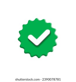 Icono de vector marca de verificación en placa de estrella. Símbolo de aprobación.