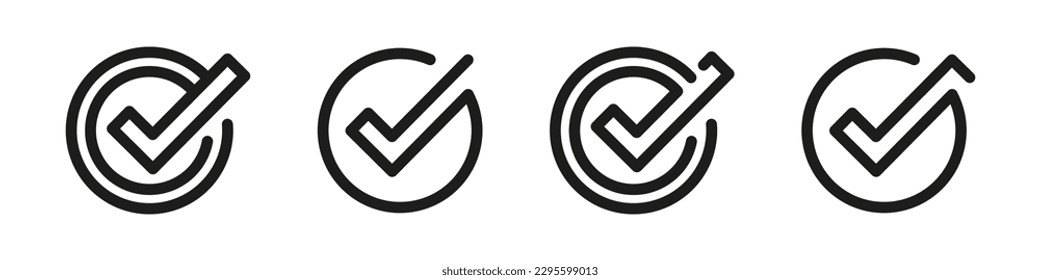 Iconos vectoriales de marca de verificación. Marque el conjunto de iconos. Marcar conjunto de iconos. 