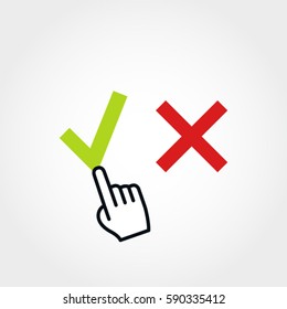 Checkmark vector illustration with pointer -choice concept