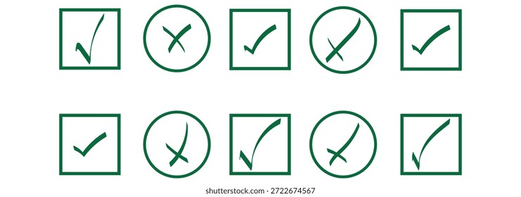  Checkmark, Verificado, Correto, Sucesso, Aprovação, Lista de verificação, Símbolo de validação, Marca de OK, Sinal de feito, Coleção de design de estilo plano vetorial