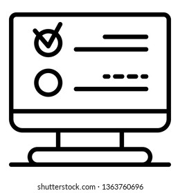 Checkmark vote icon. Outline checkmark vote vector icon for web design isolated on white background