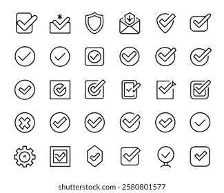 Checkmark web line 50 icon set line art sketch (2)