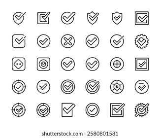 Checkmark web line 50 icon set line art sketch (3)