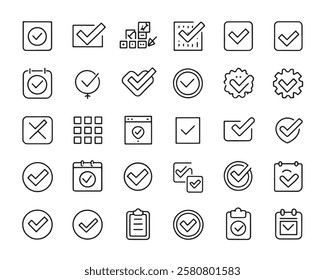 Checkmark web line 50 icon set line art sketch (1)