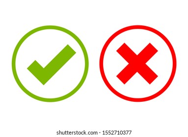 checkmark and x or confirm and deny circle icon button 