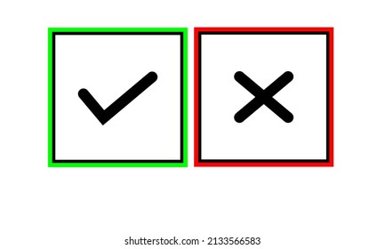 Checkmark and X icon in trendy flat style. Yes No symbol
