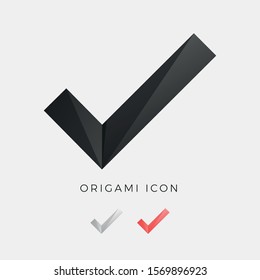 Checkmark Yes Geometric Symbol - check, accept, approved, business, choice, correct, mark, office, positive - Origami Crystal Icon Vector Illustration