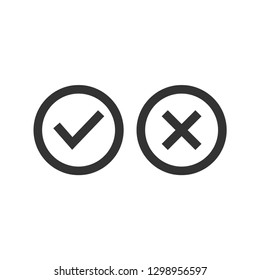 Checkmark-Check, X Or Approve & Deny Line Art Vector Color Icon For Apps And Websites. - Vector 