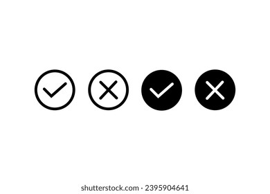 Checkmarkcross icons simple design black