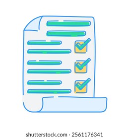 Checkmarked Task Sheet, A document that highlights tasks completed using green and yellow checkmarks.