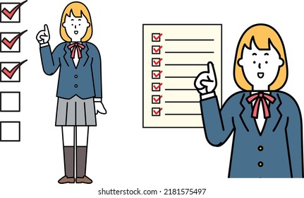 
Checkmarks, check sheets and high school student illustrations