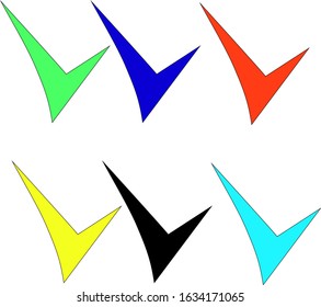 checkmarks of different colors. Isolated on a white background. Vector illustration