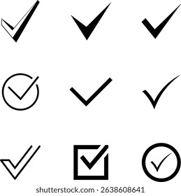 Checkmarks Icons Variations, Symbols, Tick Marks, Approval, UI

