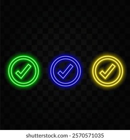 Checkmarks on the right. Mark purple icons, isolated. Simple check marks. Checklist symbols.
