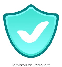 Marcas de verificación en los escudos. Tick, protección, antivirus, datos privados, información personal, confidencial, defender, azul, hacking, proteger contra el acceso no autorizado. Ilustración de vector