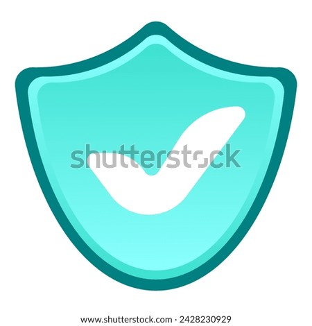 Checkmarks on shields. Tick, protection, antivirus, private data, personal information, confidential, defend, blue, hacking, protect against unauthorized access. Vector illustration